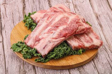 Raw pork ribs for cooking