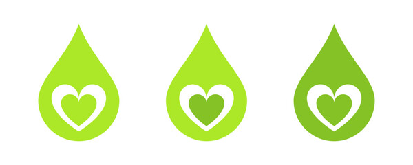 Obraz premium Green drop of blood with medicine icon. Icon set for web design and mobile applications