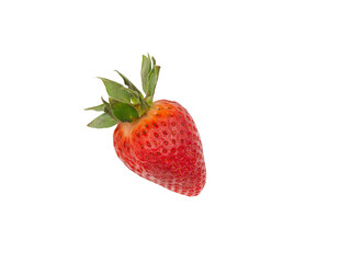 Red, fresh, ripe early strawberries isolated on a white background. A photo of a real berry, a lifestyle without processing and retouching.
