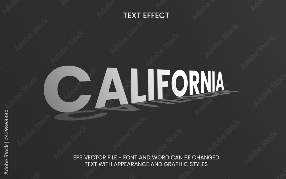 Fototapete text effect isometric stye. editable font and word.