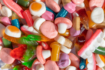 A close-up background of colourful candies 