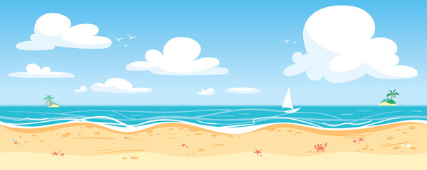 Fototapeta na wymiar Seamless Sea Panorama. Vector illustration