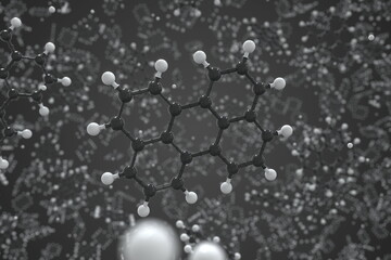 Perylene molecule made with balls, scientific molecular model. Chemical 3d rendering