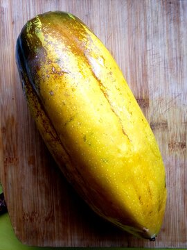 Babaco, exotic fruit from the andes region in Ecuador. wooden table