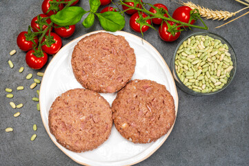 Healthy vegetarian vegan food, plant based soya beans burger