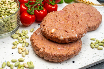 Healthy vegetarian vegan food, plant based soya beans burger