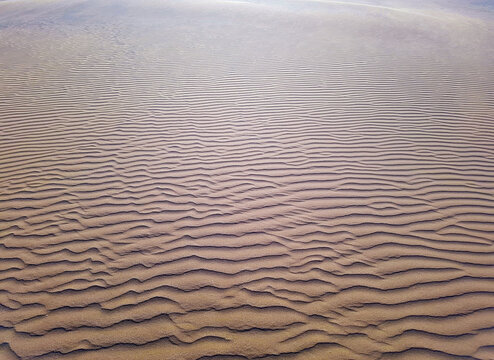 beautiful desert sand dune background. wind ripples lines or waves effects on sands close up.
