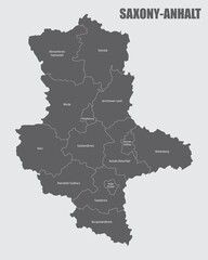 Saxony-Anhalt state administrative map - obrazy, fototapety, plakaty