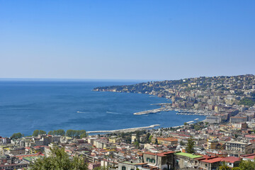 Naklejka premium Panorama of the city of Naples from the vineyard of the abbey of Saint Martin, Italy.