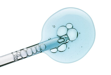 Liquid cool gel or serum on glass of microscop background