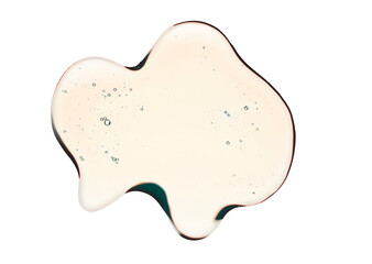 Cream gel gray blue transparent cosmetic sample texture with bubbles blue background