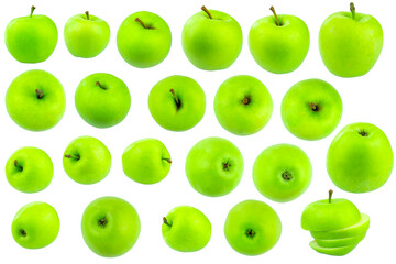Creative layout with green apples on a light background. Food concept. Copy spaсe