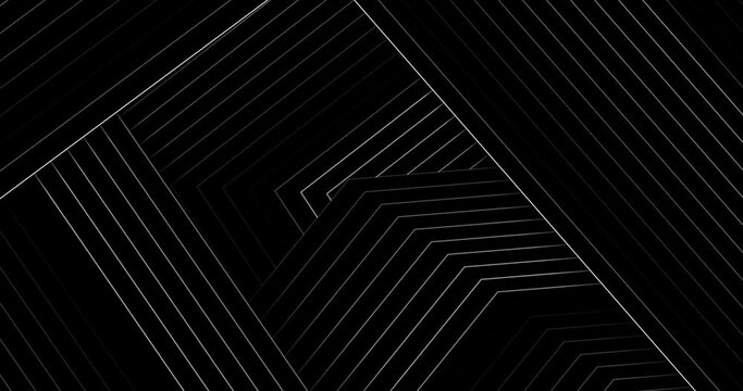 Abstract black minimal motion background with white lines. Seamless looping. Video animation 4K 4096x2160