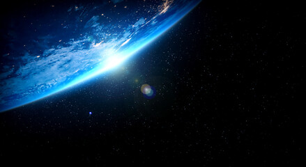 Planet earth globe view from space showing realistic earth surface and world map as in outer space...