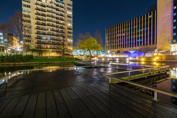 Fototapeta premium Zoetermeer, the Netherlands shopping district at night