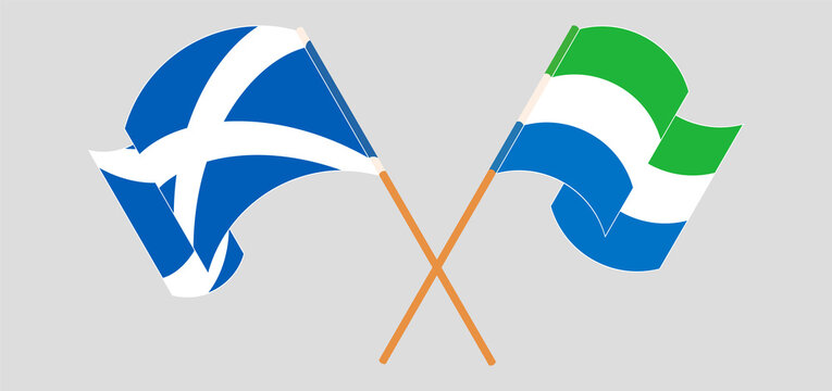 Crossed and waving flags of Scotland and Sierra Leone