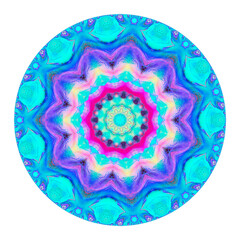 Round mosaic ornament for interior decoration. Patterned print, anti stress mandala.