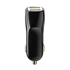 Car charger for mobile phone or smartphone. Connector for a cable for a USB port. Plugs into the car's cigarette lighter.