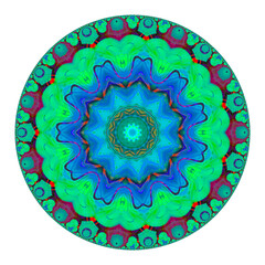 Round mosaic ornament for interior decoration. Patterned print, anti stress mandala.
