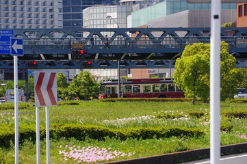station with flowers