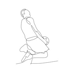 basketball player jump and trying make the score - continuous one line drawing