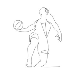 Basketball player jam and slam dunk to make a score continuous one line drawing. One line art of Sport and healthy lifestyle. Vector illustration