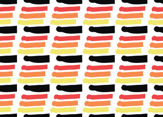 Vector texture background, seamless pattern. Hand drawn, red, orange, yellow, black, white colors.
