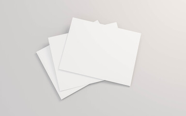 blank empty white paper business cards on white background 3d render illustration