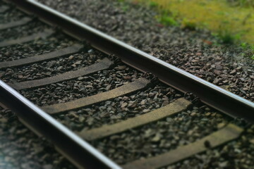 Naklejka premium railway tracks in the distant future