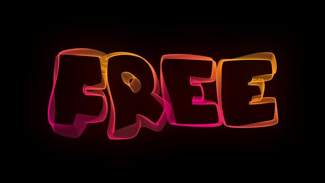 free Creative Typography Text Animation with wavy color lines. 4k motion video animation Waves of liquid lines morphing into patterns. Modern colorful fluorescent Sound wave shape