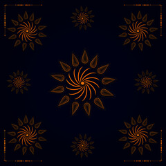 Golden abstract Mandal ornate pattern for background, invitations, cards, premium templates on black background.