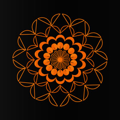 Golden abstract Mandal ornate pattern for background, invitations, cards, premium templates on black background.