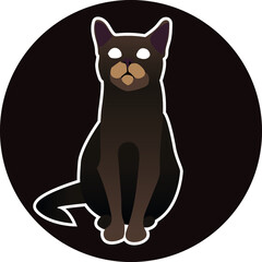 Scary cat with glowing eyes in a cartoon style