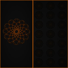Golden abstract Mandal ornate pattern for background, invitations, cards, premium templates on black background.