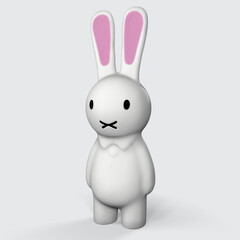 Greeting card with with white Easter rabbit. Funny bunny. Easter Bunny 3d-illustration 3d-rendering