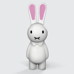 Greeting card with with white Easter rabbit. Funny bunny. Easter Bunny 3d-illustration 3d-rendering