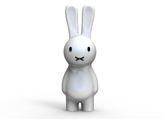 Greeting card with with white Easter rabbit. Funny bunny. Easter Bunny 3d-illustration 3d-rendering