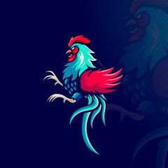 Rooster Mascot Logo Design Illustration Vector