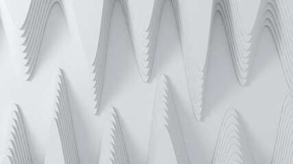 Abstract Architecture Background. White wave layer. 3d Rendering