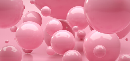 3D Illustration. Light blue spheres with different sizes on isolated background. Modern abstract background design.