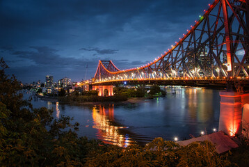 Fototapeta na wymiar Night view of Story Bridge in Brisbane. High quality photo