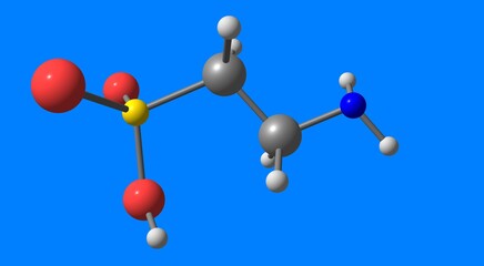 Obraz premium Taurine molecular structure isolated on blue
