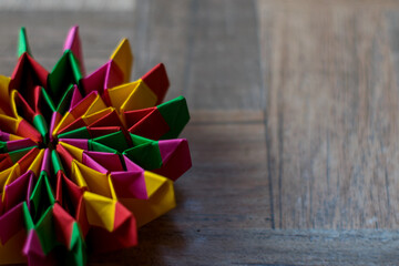 colorful modular origami with kaleidoscope shape