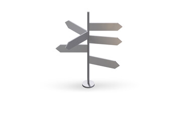 Road direction side in navigation concept - 3d rendering