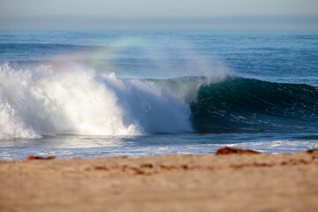 Rainbow In A Crashing Beach Wave