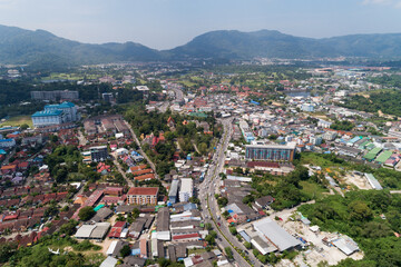 Fototapeta na wymiar Panorama landscape kathu district Phuket Thailand from Drone camera High angle view