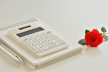Red rose and a calculator
