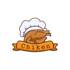 Chicken mascot logo design on white background