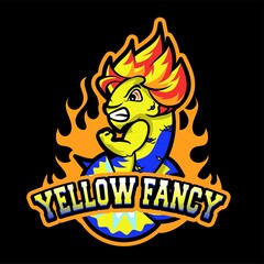 betta fish mascot logo yellow fancy vector illustration for farm