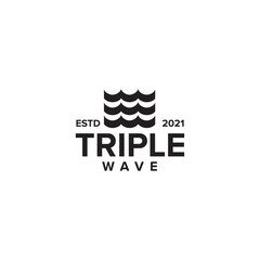 Triple wave logo design template